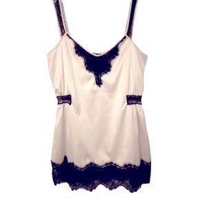 Dolce & Gabbana Vintage black white Silky Satin Lace Corset Cami Camisole Top S